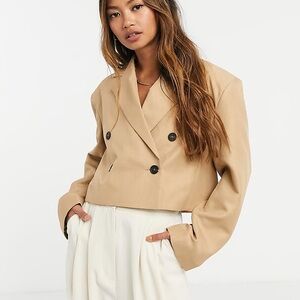 ASOS Tan Cropped Double-Breasted Blazer